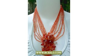 Orange Beaded and Stones Necklaces Fashion Chockers
